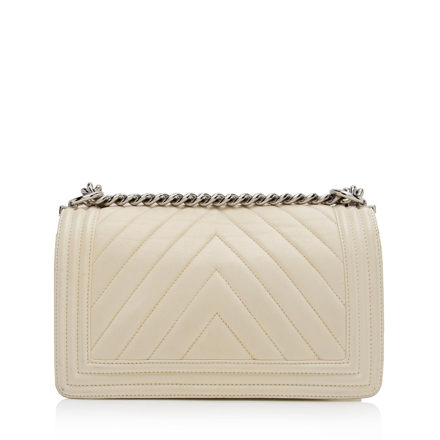 Chanel Chevron Lambskin Old Medium Boy Bag (SHF-Dmy3Qd)