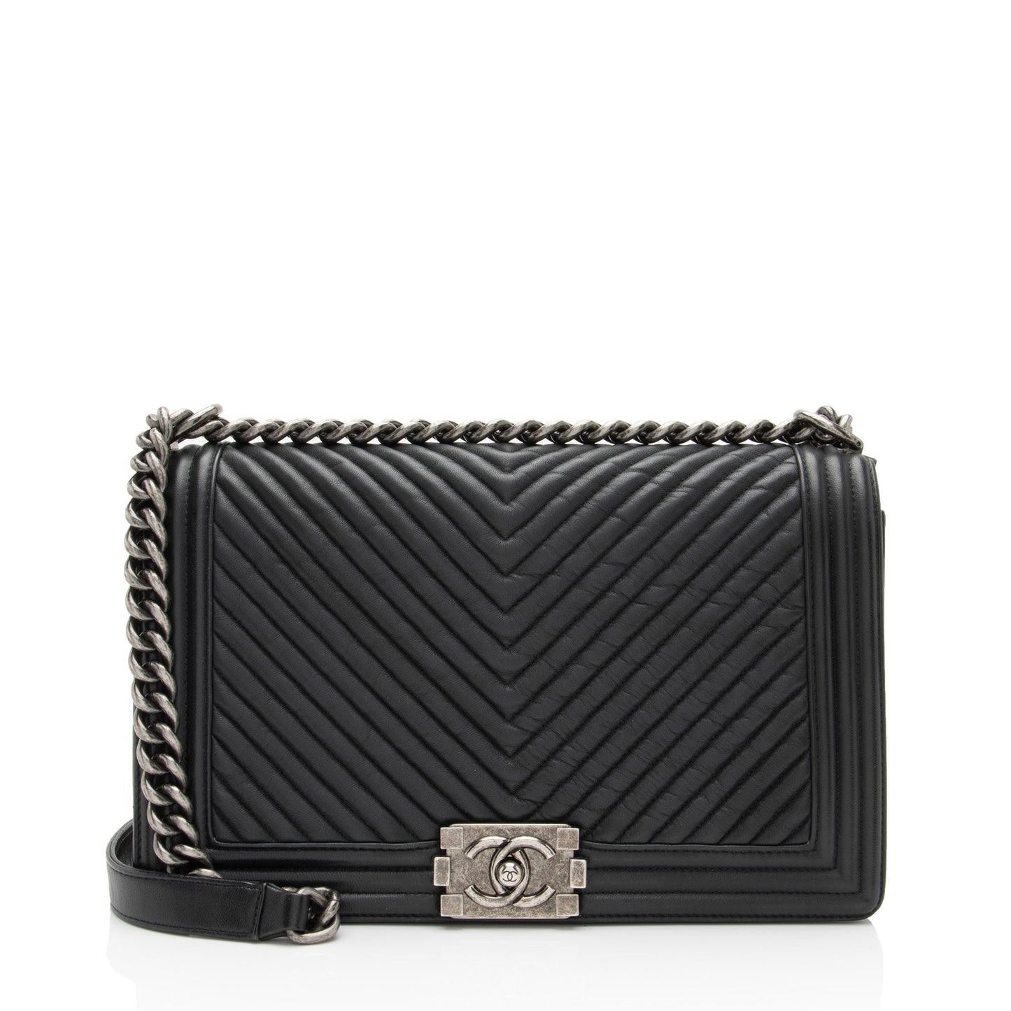 Chanel Chevron Wrinkled Lambskin New Medium Boy Bag