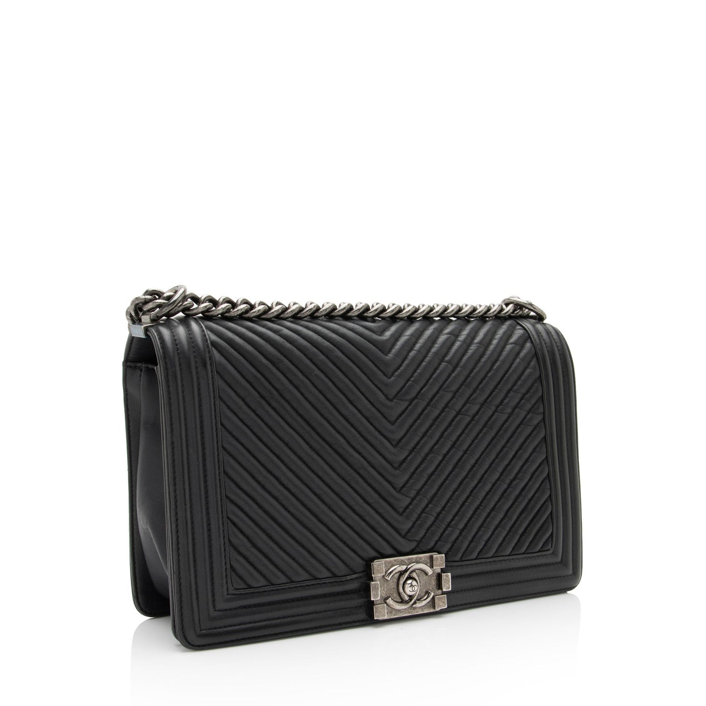 Chanel Chevron Wrinkled Lambskin New Medium Boy Bag