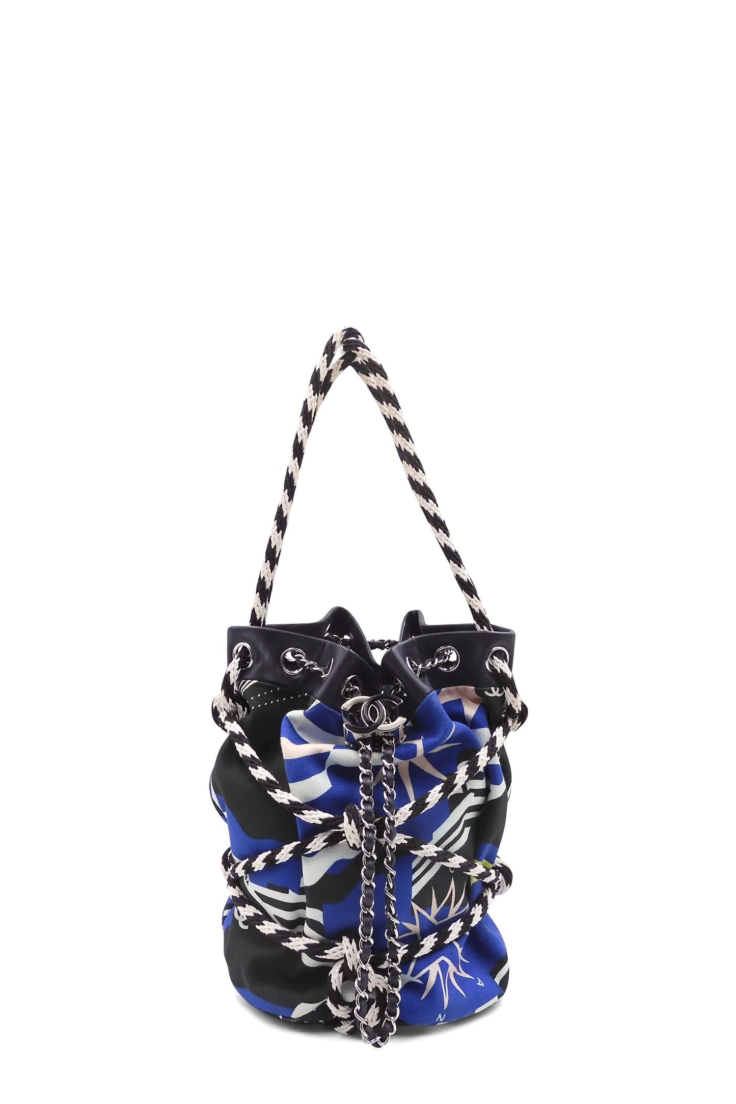 Cotton Drawstring Bag Blue White Black