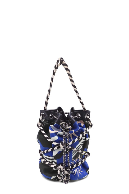 Cotton Drawstring Bag Blue White Black