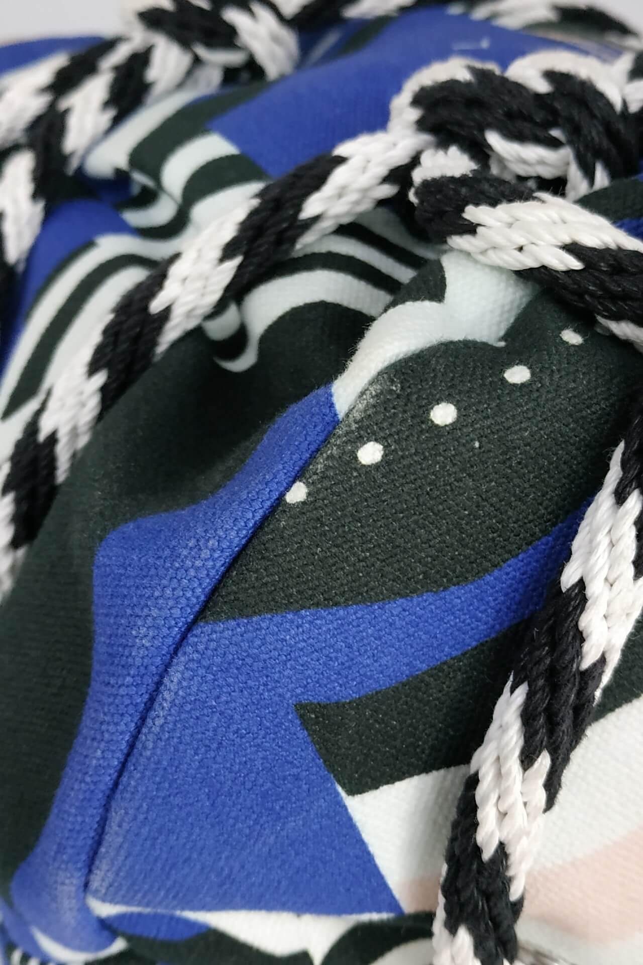 Cotton Drawstring Bag Blue White Black