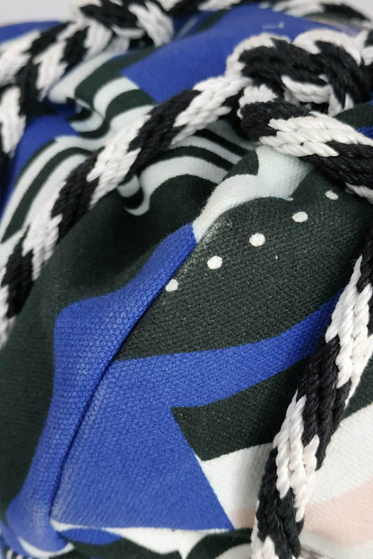 Cotton Drawstring Bag Blue White Black
