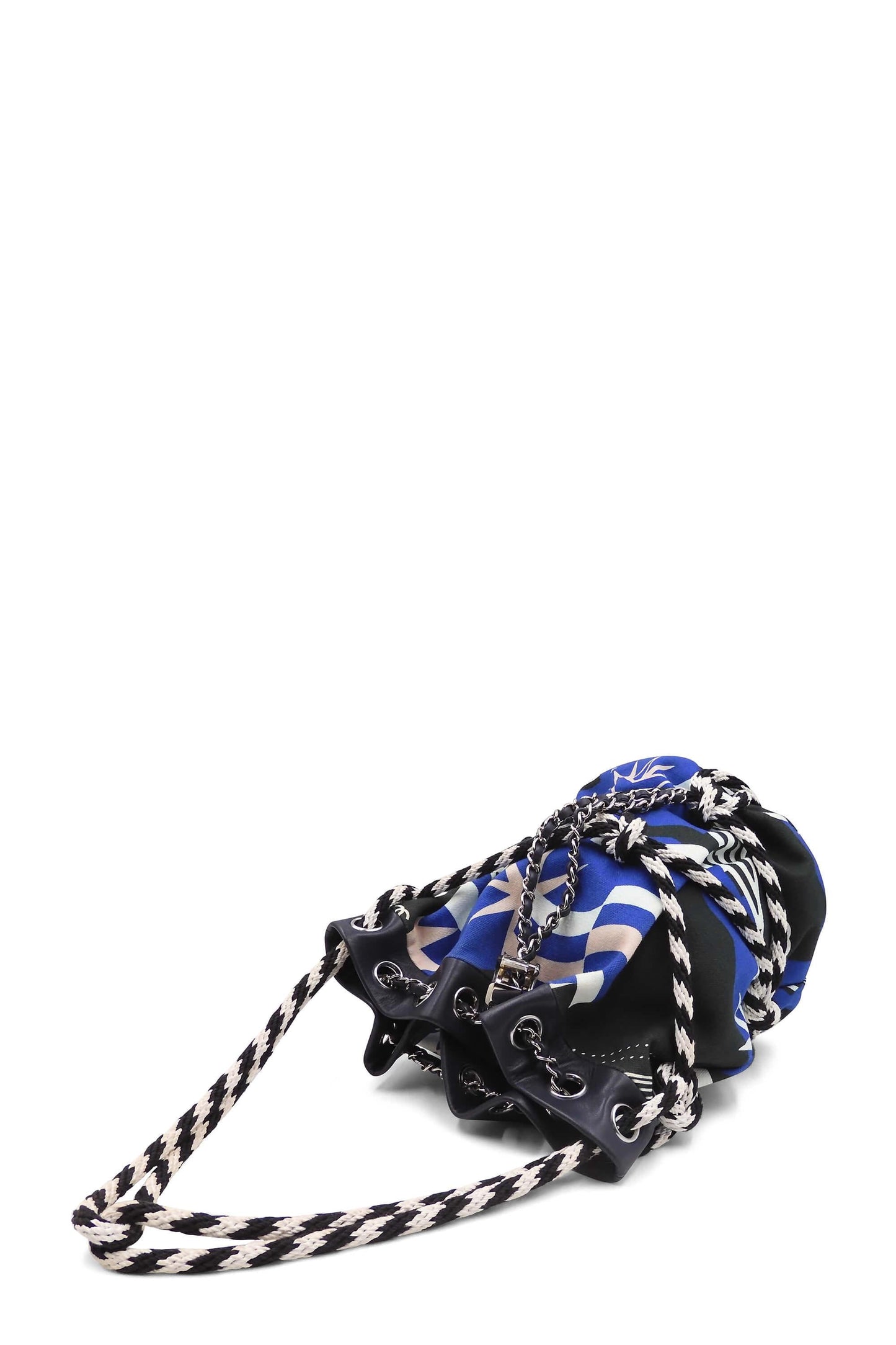 Cotton Drawstring Bag Blue White Black