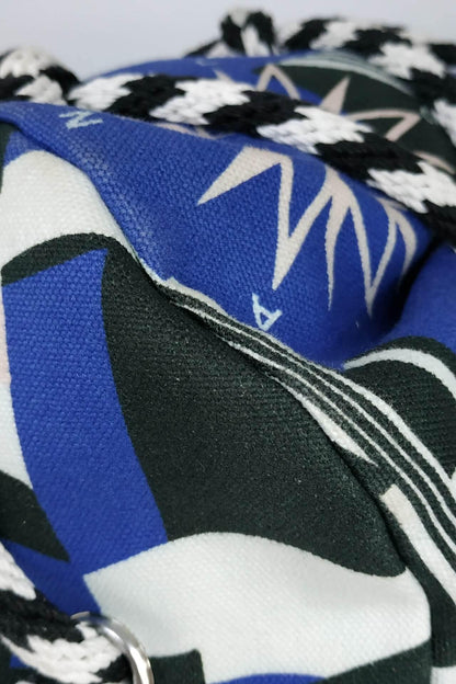 Cotton Drawstring Bag Blue White Black