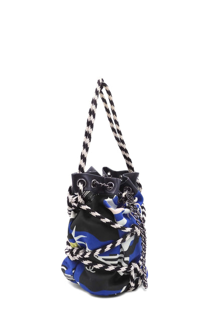 Cotton Drawstring Bag Blue White Black