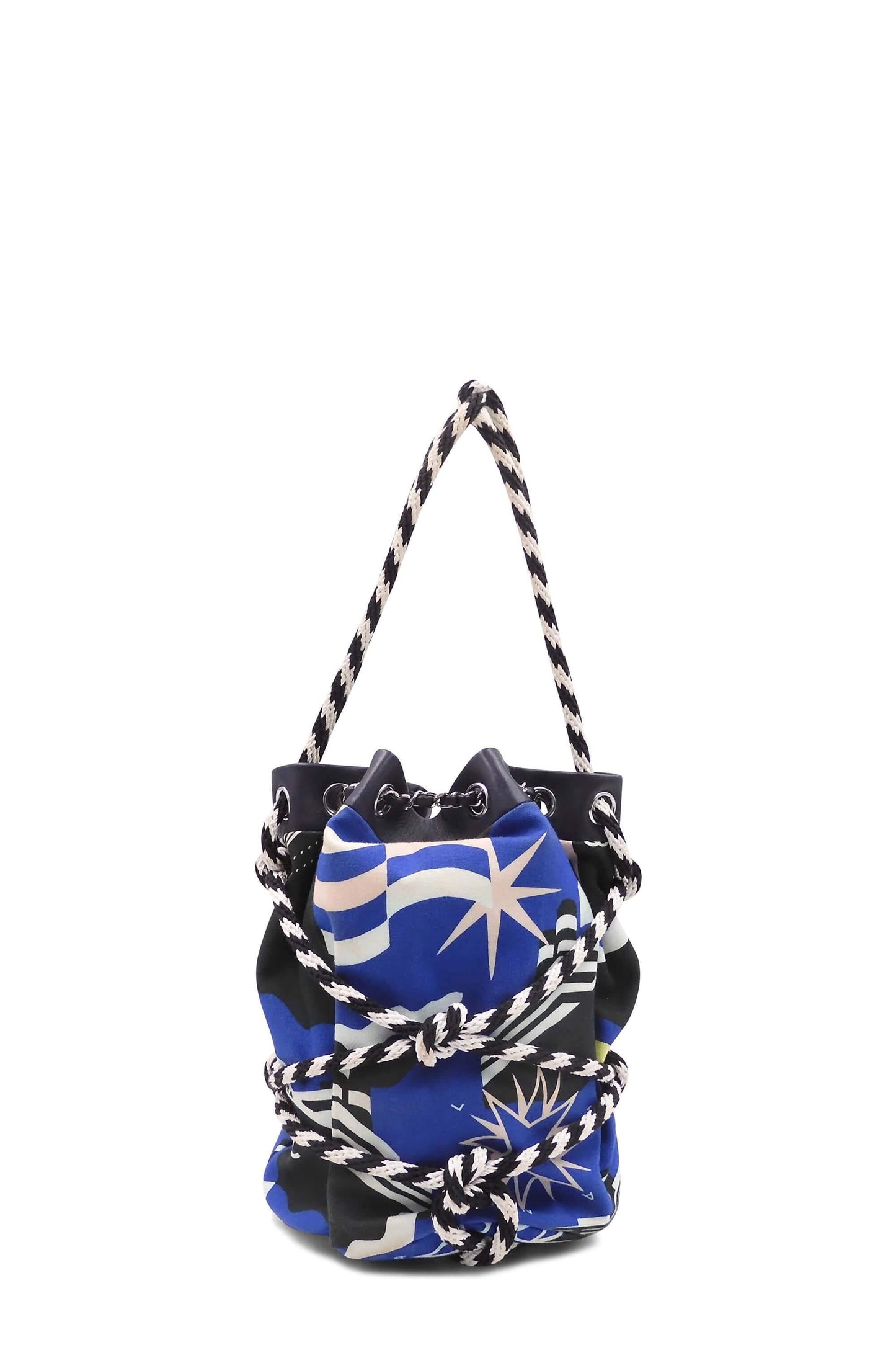 Cotton Drawstring Bag Blue White Black