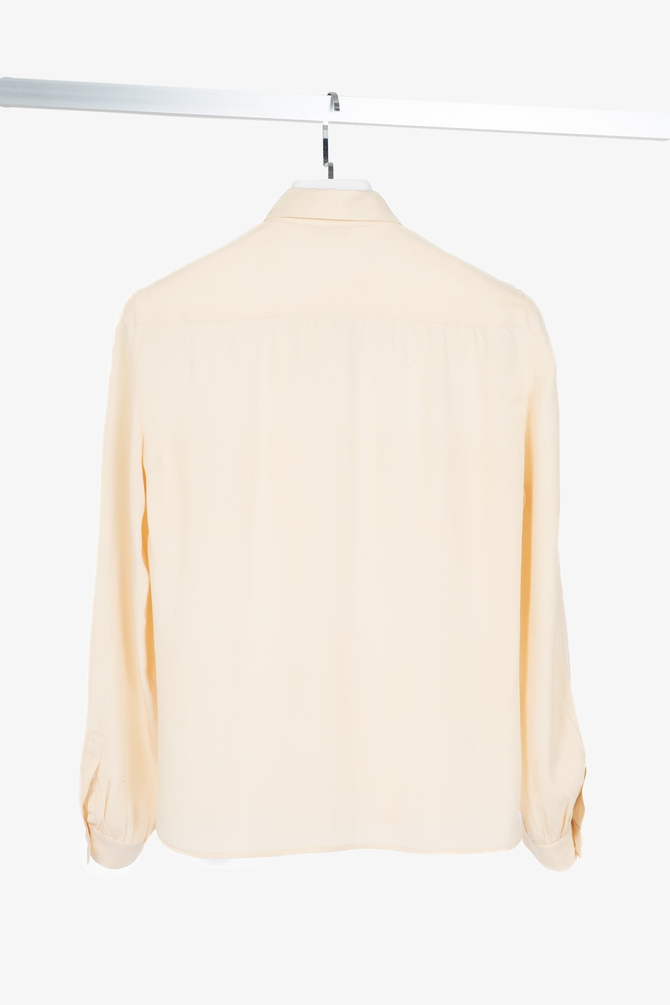 Chanel 70's-Vintage Cream Silk CC-Pocket Buttoned Blouse