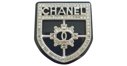CHANEL CC Crystal Crest Shield Armor Brooch