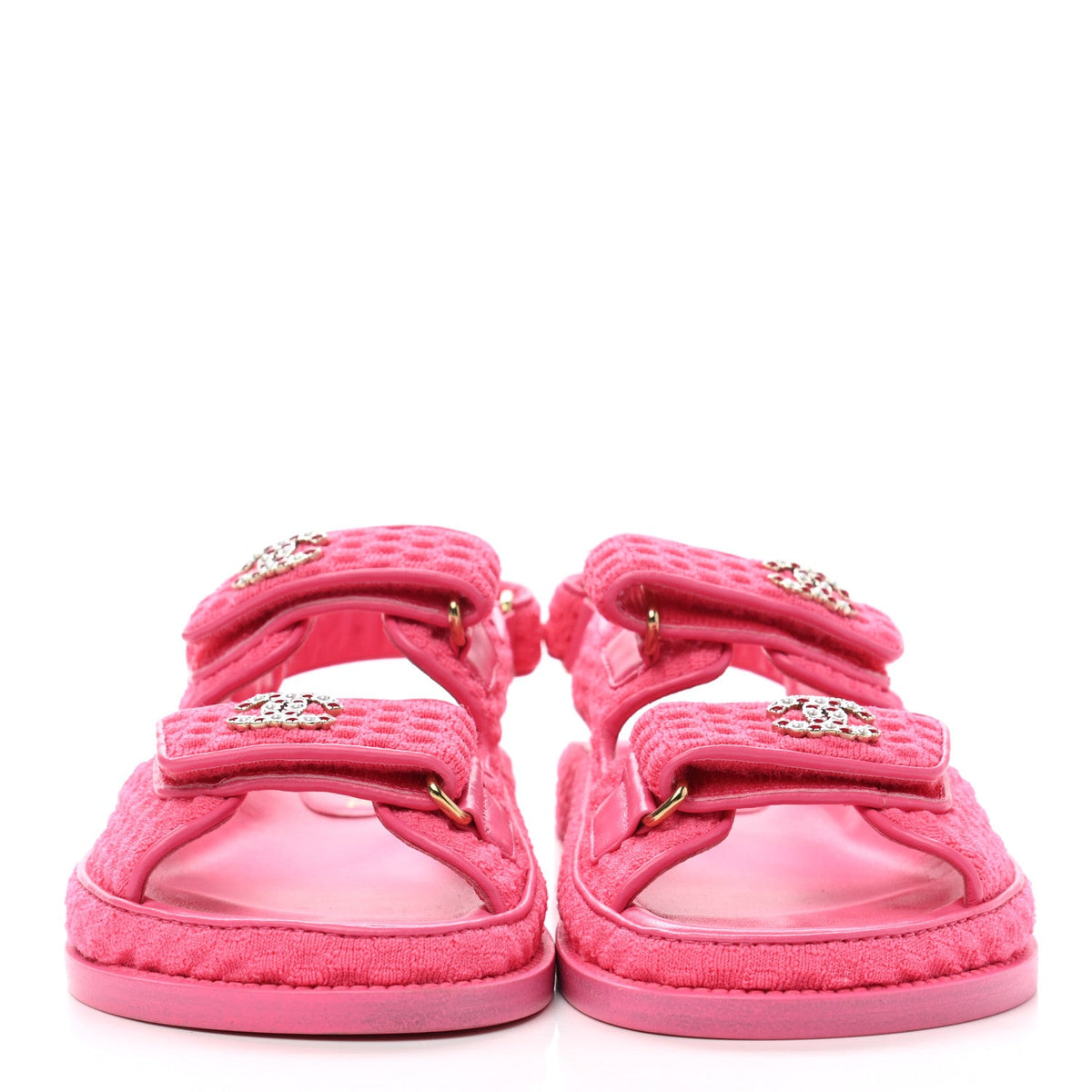 CHANEL KNIT FABRIC VELCRO DAD SANDLAS