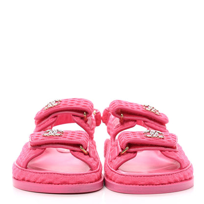 CHANEL KNIT FABRIC VELCRO DAD SANDLAS