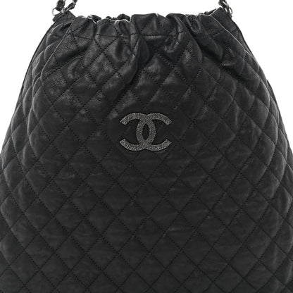 CHANEL GLAZED CAVIAR LEATHER QUILTED LARGE ELASTIC SHOULDER BAG