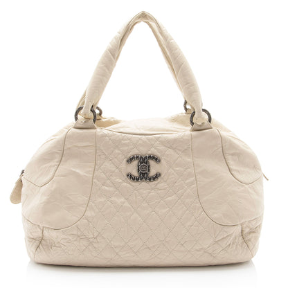 Chanel Distressed Lambskin Coco Rider Large Bowler Bag