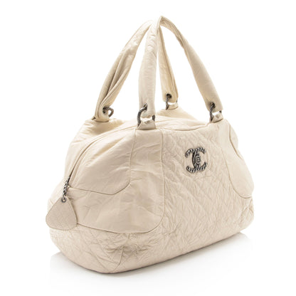 Chanel Distressed Lambskin Coco Rider Large Bowler Bag