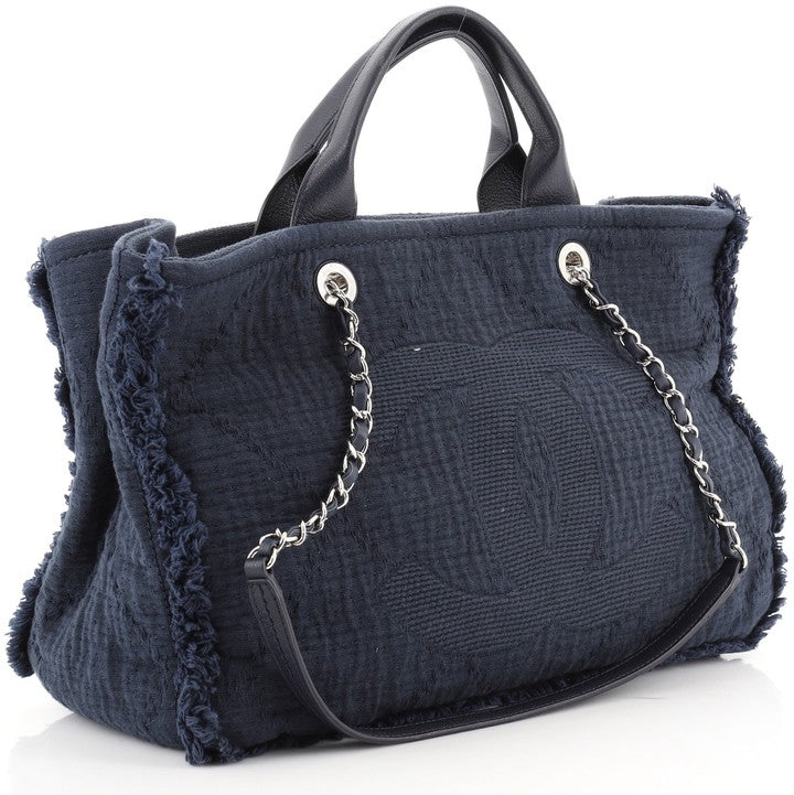 Chanel Double Face Deauville Tote Fringe Quilted Canvas