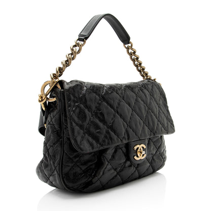 Chanel Glazed Caviar Coco Pleats Messenger Bag