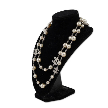 CHANEL 5 CC GRADUATED PEARL CRYSTAL LONG NECKLACE