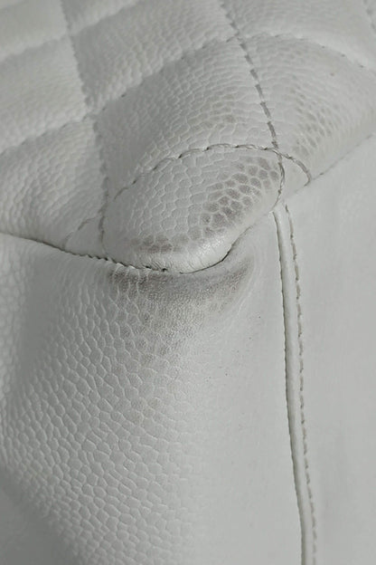 Grand Shopping Tote White with Silver Hardware