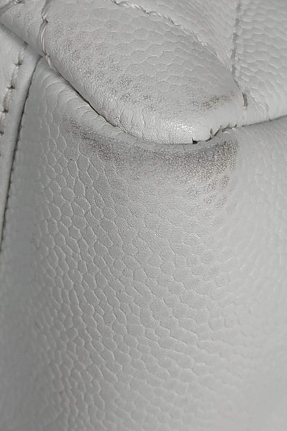 Grand Shopping Tote White with Silver Hardware
