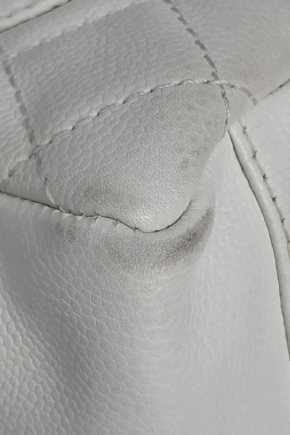 Grand Shopping Tote White with Silver Hardware