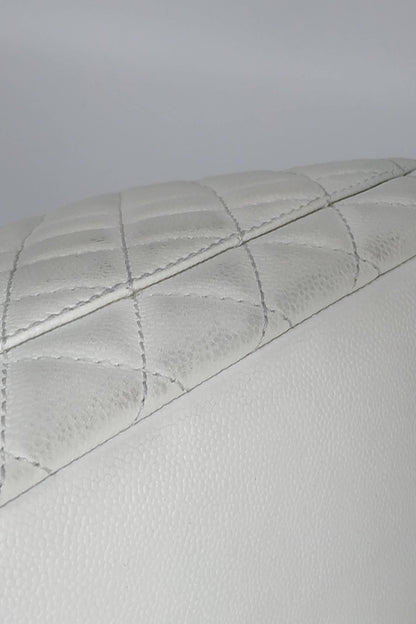 Grand Shopping Tote White with Silver Hardware