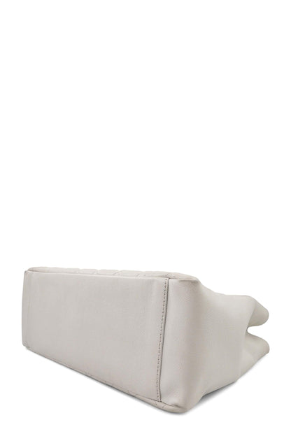Grand Shopping Tote White with Silver Hardware