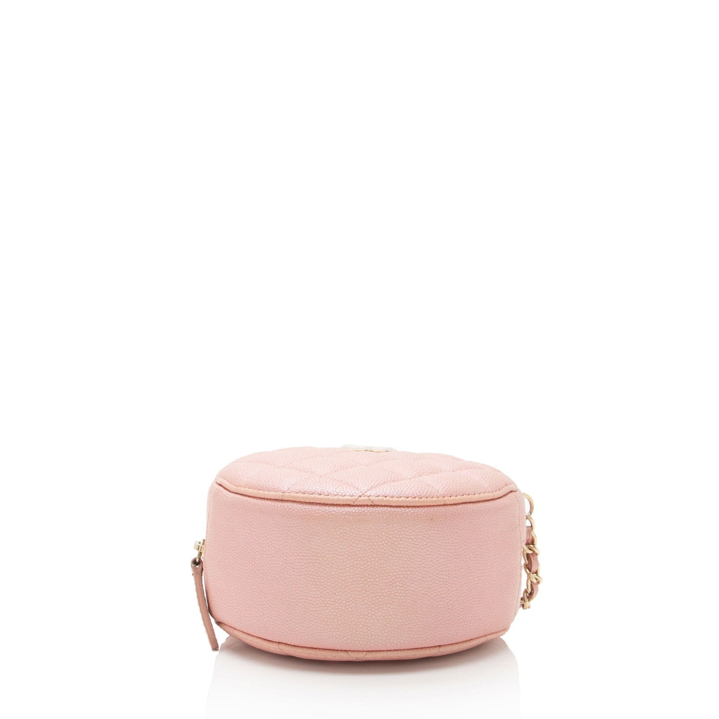 Chanel Iridescent Caviar Leather Mother of Pearl CC Round Clutch with Chain