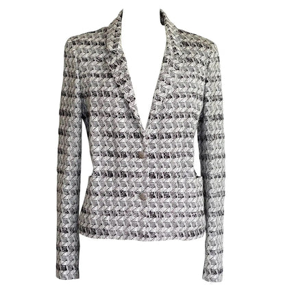 CHANEL SUBTLE SILVER THREAD TWEED BLAZER