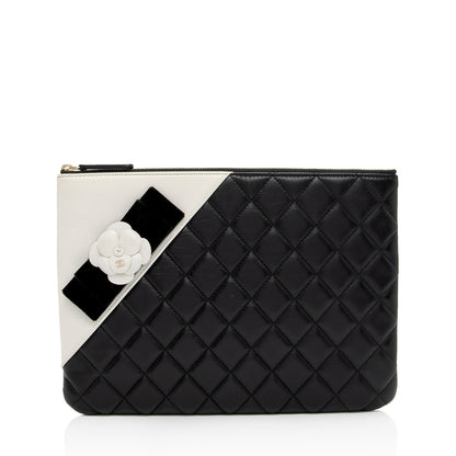 Chanel Lambskin Camellia Medium O-Case