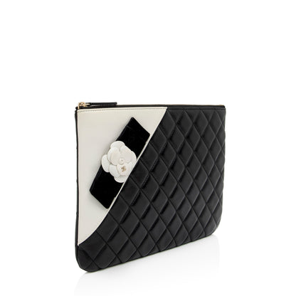 Chanel Lambskin Camellia Medium O-Case