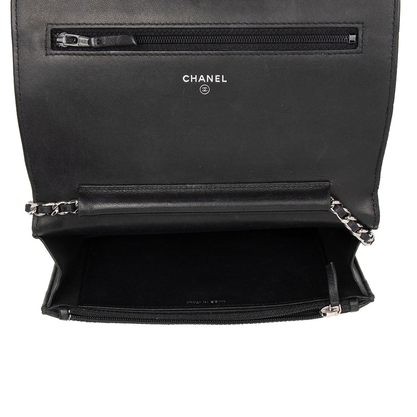 Chanel Lambskin Diamond CC Wallet On Chain Bag