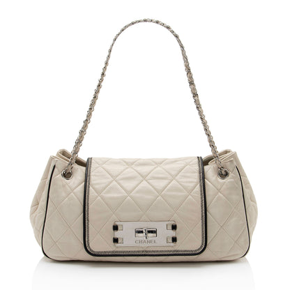 Chanel Lambskin Mademoiselle Lock East West Accordion Shoulder Bag (SHF-L7kNwO)