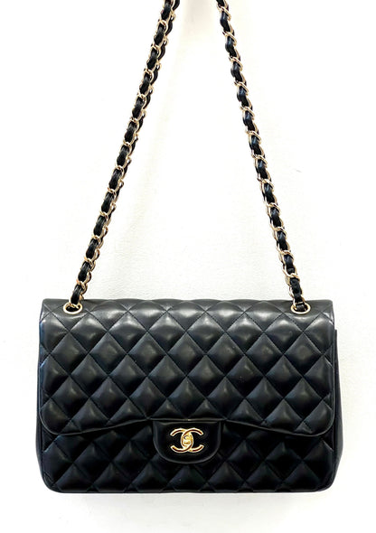 CHANEL QUILTED LAMBSKIN DOUBLE FLAP JUMBO BAG