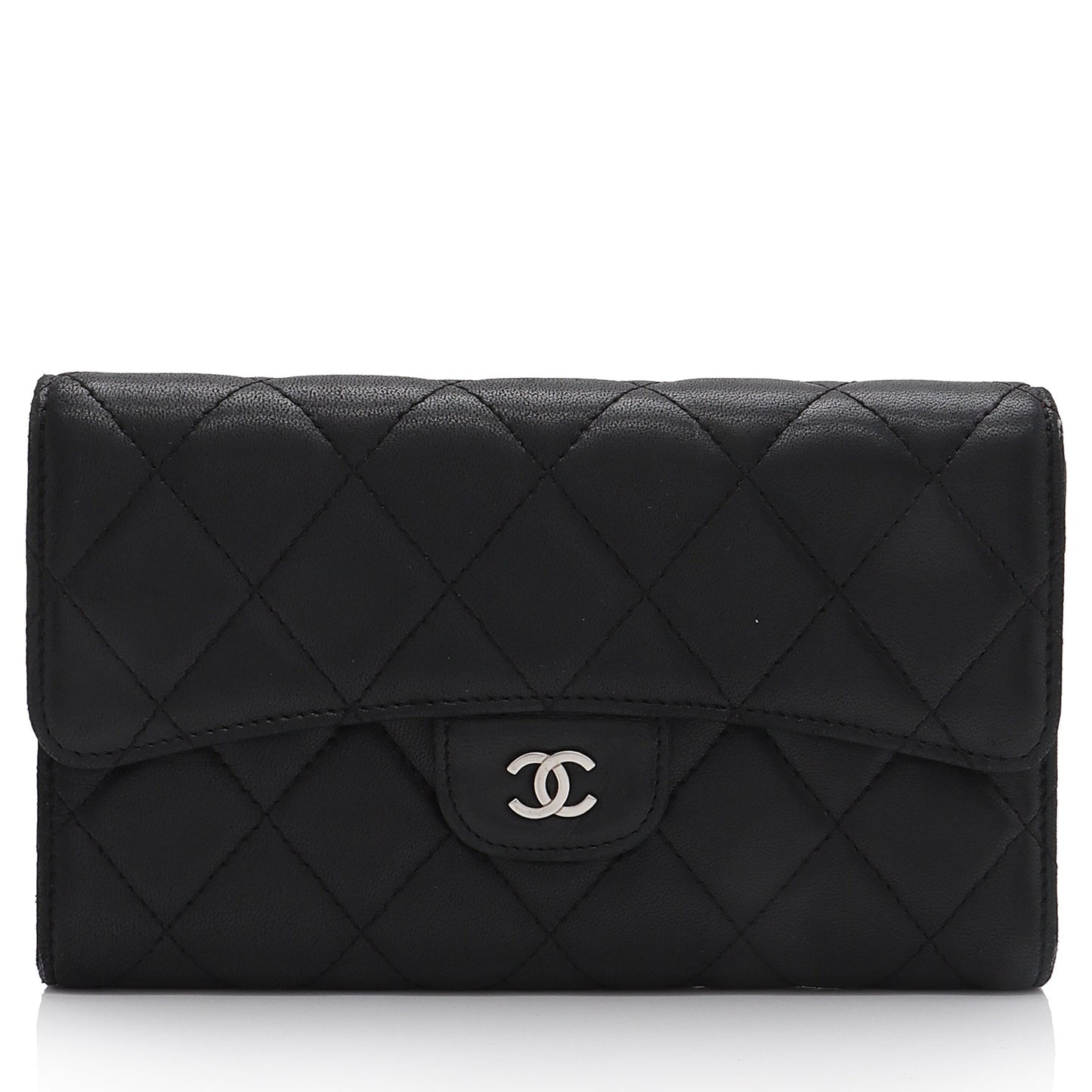 Chanel Lambskin CC Tri-Fold Long Wallet