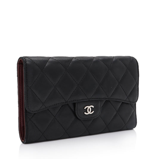 Chanel Lambskin CC Tri-Fold Long Wallet