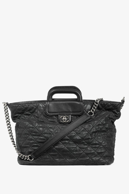 Chanel In-The-Mix Black Large Iridescent Calfskin Quilted Tote