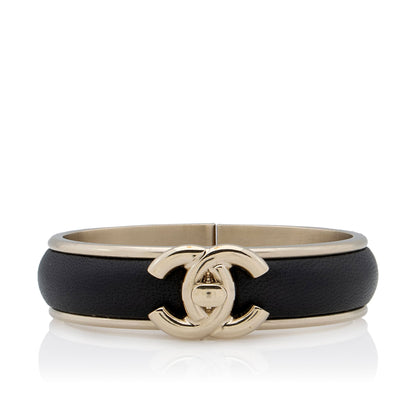 Chanel Leather CC Turnlock Narrow Cuff Bracelet
