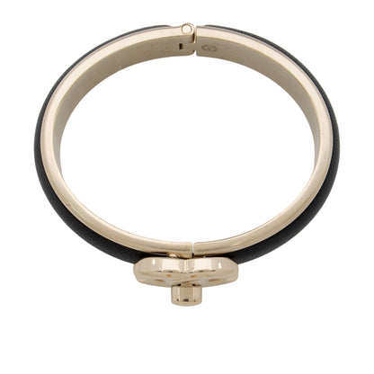 Chanel Leather CC Turnlock Narrow Cuff Bracelet