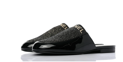 CHANEL PATENT MULES SLIDES