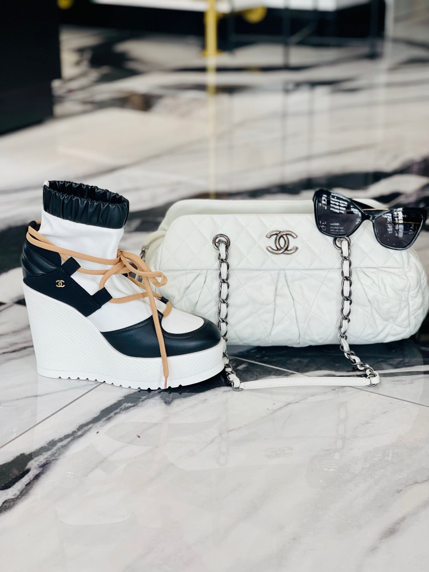 Chanel Iridescent Quilted Calfskin Medium Bowler Bag