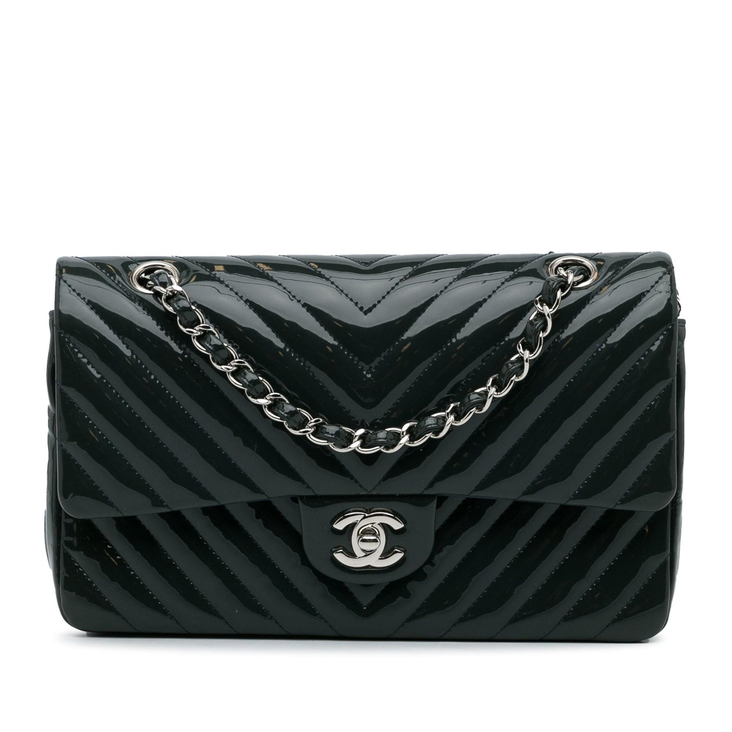 Chanel Medium Chevron Patent Double Flap