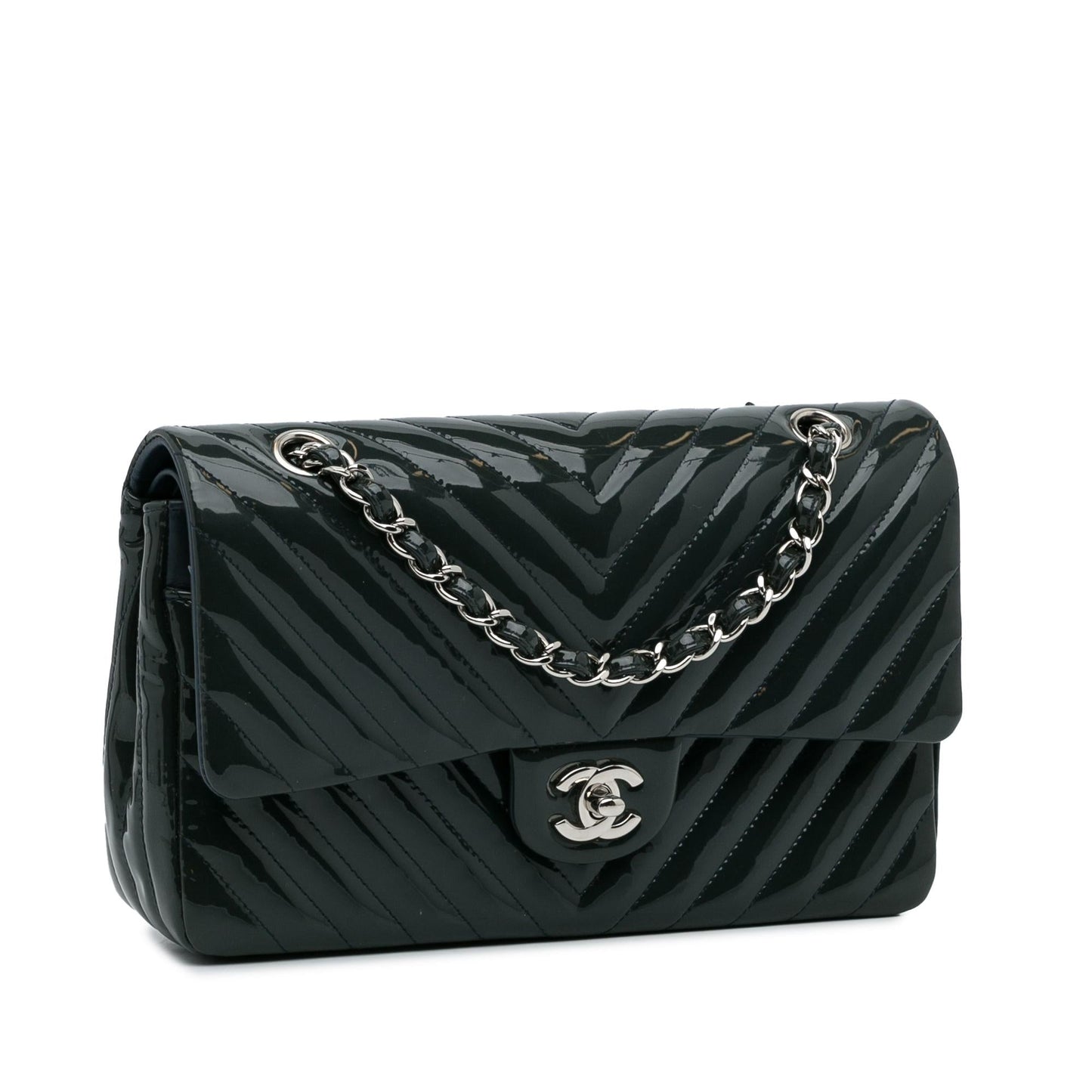 Chanel Medium Chevron Patent Double Flap