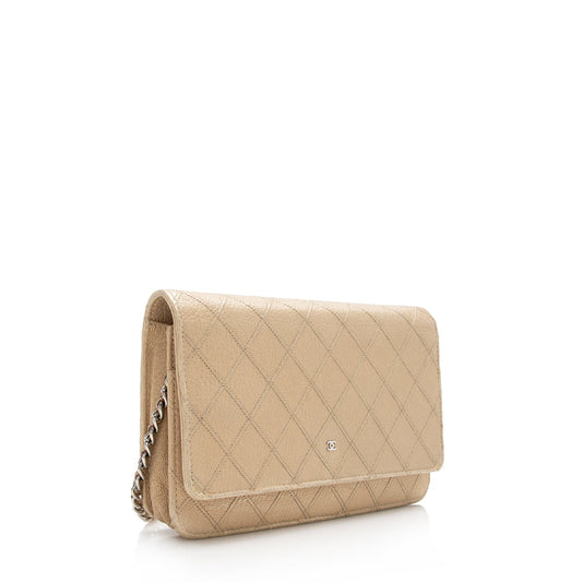 Chanel Metallic Calfskin Diamond Stitch Wallet on Chain Bag - FINAL SALE (SHF-15863)