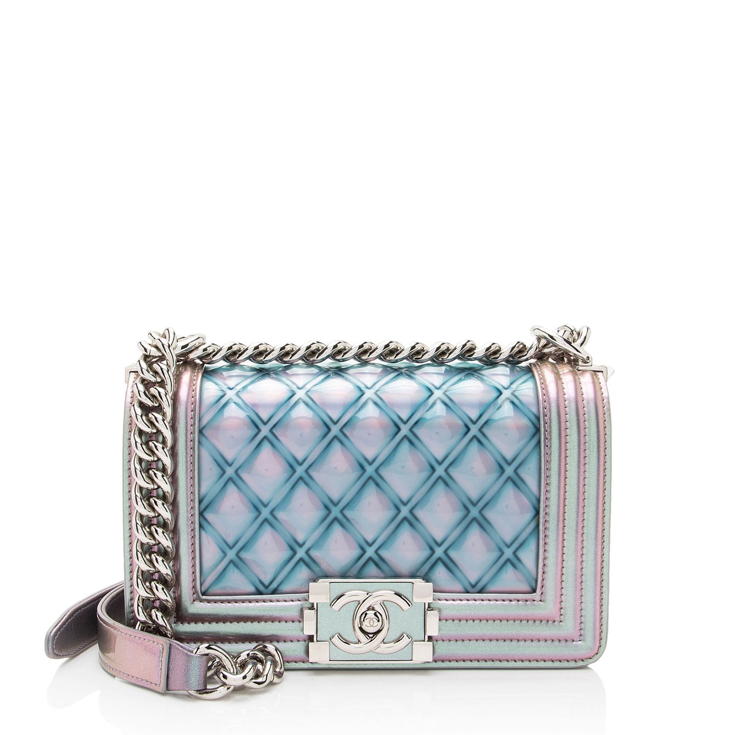 Chanel Metallic Lambskin PVC Small Boy Bag