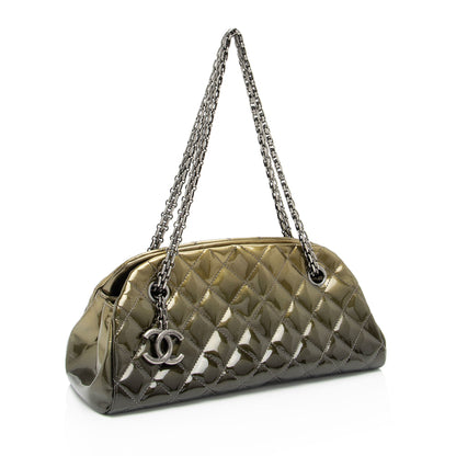Chanel Metallic Patent Leather Just Mademoiselle Bowler Small Satchel