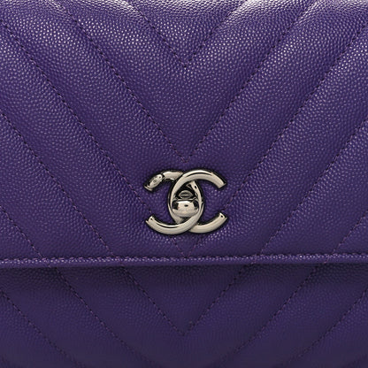 CHANEL MINI COCO HANDLE CHEVRON QUILTED CAVIAR LEATHER BAG