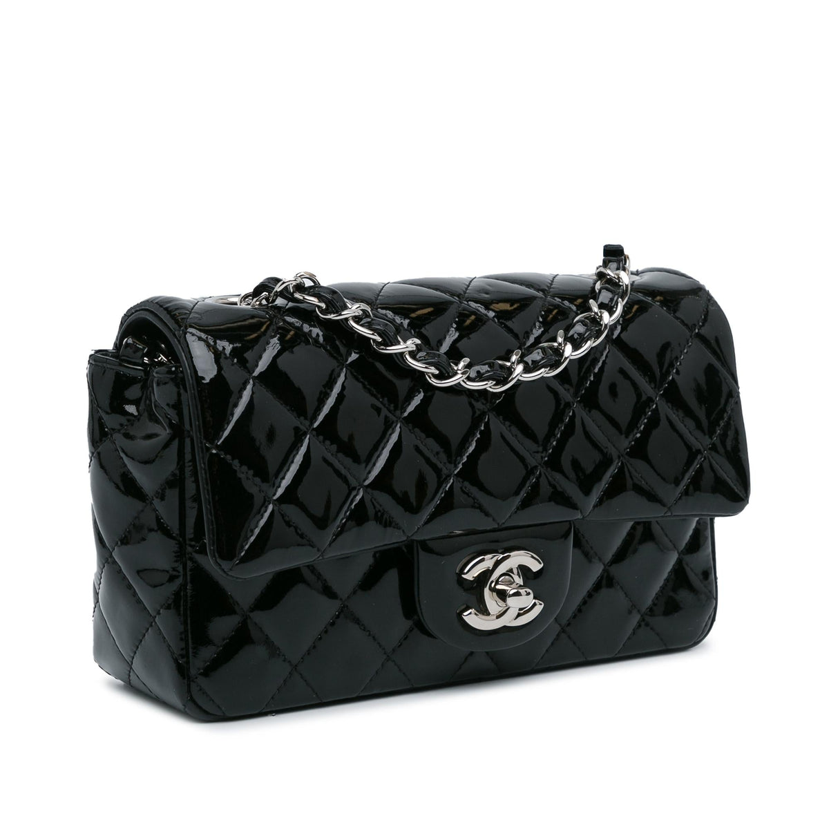 Chanel Mini Rectangular Classic Patent Single Flap (SHG-0ku6lp)