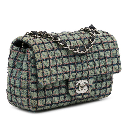 Chanel Mini Rectangular Classic Tweed Flap (SHG-QUYc9A)
