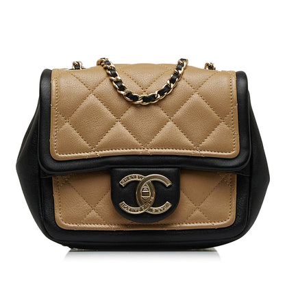 Chanel Mini Square Calfskin Graphic Flap Crossbody Bag (SHG-ohBUDA)