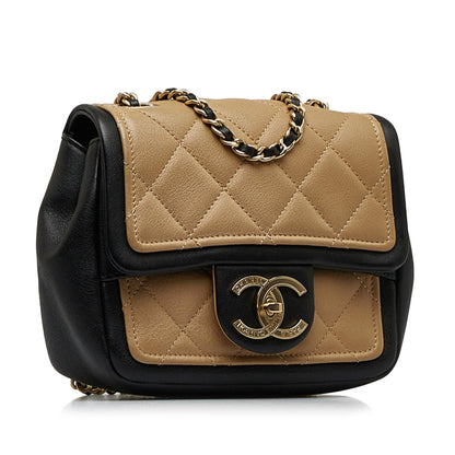 Chanel Mini Square Calfskin Graphic Flap Crossbody Bag (SHG-ohBUDA)